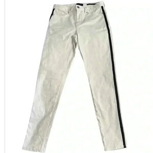 Banana Republic Sloan Tuxedo Striped Mid Rise Skinny Jeans, White, Size 30L